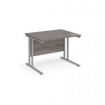 Maestro 25 straight desk 1000mm x 800mm - silver cantilever leg frame and grey oak top