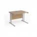 Maestro 25 straight desk 1000mm x 800mm - silver cantilever leg frame, Kendal oak top MC10SKO