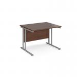 Maestro 25 straight desk 1000mm x 800mm - silver cantilever leg frame, walnut top MC10SW