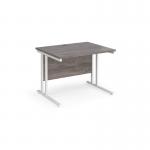 Maestro 25 straight desk 1000mm x 800mm - white cantilever leg frame and grey oak top
