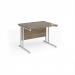 Maestro 25 straight desk 1000mm x 800mm - white cantilever leg frame, Nebraska oak top MC10WHNO