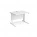 Maestro 25 straight desk 1000mm x 800mm - white cantilever leg frame, white top MC10WHWH