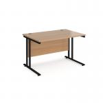 Maestro 25 straight desk 1200mm x 800mm - black cantilever leg frame, beech top MC12KB