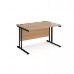 Maestro 25 straight desk 1200mm x 800mm - black cantilever leg frame and beech top