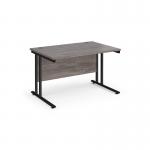 Maestro 25 straight desk 1200mm x 800mm - black cantilever leg frame and grey oak top