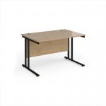 Maestro 25 straight desk 1200mm x 800mm - black cantilever leg frame, Kendal oak top MC12KKO