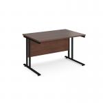 Maestro 25 straight desk 1200mm x 800mm - black cantilever leg frame, walnut top MC12KW