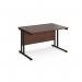 Maestro 25 straight desk 1200mm x 800mm - black cantilever leg frame, walnut top MC12KW