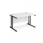 Maestro 25 straight desk 1200mm x 800mm - black cantilever leg frame and white top
