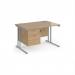 Maestro 25 straight desk 1200mm x 800mm with 3 drawer pedestal - silver cantilever leg frame, Kendal oak top MC12P3SKO
