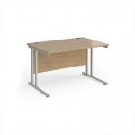 Maestro 25 straight desk 1200mm x 800mm - silver cantilever leg frame, Kendal oak top MC12SKO