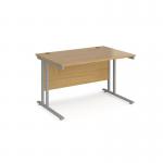 Maestro 25 straight desk 1200mm x 800mm - silver cantilever leg frame and oak top