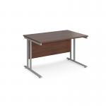 Maestro 25 straight desk 1200mm x 800mm - silver cantilever leg frame, walnut top MC12SW