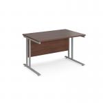 Maestro 25 straight desk 1200mm x 800mm - silver cantilever leg frame and walnut top