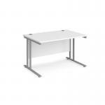Maestro 25 straight desk 1200mm x 800mm - silver cantilever leg frame and white top