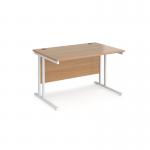 Maestro 25 straight desk 1200mm x 800mm - white cantilever leg frame, beech top MC12WHB