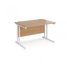 Maestro 25 straight desk 1200mm x 800mm - white cantilever leg frame, beech top MC12WHB
