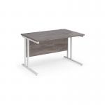 Maestro 25 straight desk 1200mm x 800mm - white cantilever leg frame and grey oak top