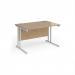 Maestro 25 straight desk 1200mm x 800mm - white cantilever leg frame, Kendal oak top MC12WHKO