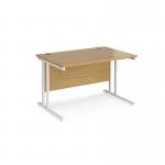 Maestro 25 straight desk 1200mm x 800mm - white cantilever leg frame and oak top