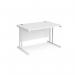 Maestro 25 straight desk 1200mm x 800mm - white cantilever leg frame, white top MC12WHWH