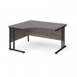 Maestro 25 left hand ergonomic desk 1400mm wide - black cantilever leg frame, grey oak top MC14ELKGO