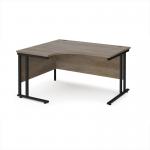 Maestro 25 left hand ergonomic desk 1400mm wide - black cantilever leg frame, Nebraska oak top MC14ELKNO
