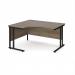 Maestro 25 left hand ergonomic desk 1400mm wide - black cantilever leg frame, Nebraska oak top MC14ELKNO