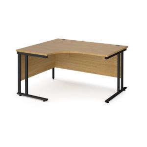 Maestro 25 left hand ergonomic desk 1400mm wide - black cantilever leg