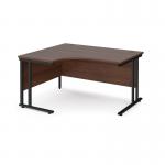 Maestro 25 left hand ergonomic desk 1400mm wide - black cantilever leg frame, walnut top MC14ELKW