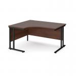 Maestro 25 left hand ergonomic desk 1400mm wide - black cantilever leg frame, walnut top MC14ELKW