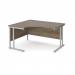 Maestro 25 left hand ergonomic desk 1400mm wide - silver cantilever leg frame, Nebraska oak top MC14ELSNO