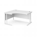 Maestro 25 left hand ergonomic desk 1400mm wide - white cantilever leg frame, white top MC14ELWHWH
