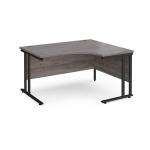 Maestro 25 right hand ergonomic desk 1400mm wide - black cantilever leg frame, grey oak top MC14ERKGO