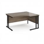 Maestro 25 right hand ergonomic desk 1400mm wide - black cantilever leg frame, Nebraska oak top MC14ERKNO