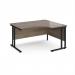 Maestro 25 right hand ergonomic desk 1400mm wide - black cantilever leg frame, Nebraska oak top MC14ERKNO
