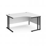Maestro 25 right hand ergonomic desk 1400mm wide - black cantilever leg frame, white top MC14ERKWH