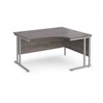 Maestro 25 right hand ergonomic desk 1400mm wide - silver cantilever leg frame, grey oak top MC14ERSGO