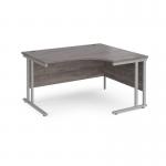 Maestro 25 right hand ergonomic desk 1400mm wide - silver cantilever leg frame, grey oak top MC14ERSGO