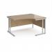 Maestro 25 right hand ergonomic desk 1400mm wide - silver cantilever leg frame, Kendal oak top MC14ERSKO