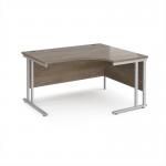 Maestro 25 right hand ergonomic desk 1400mm wide - silver cantilever leg frame, Nebraska oak top MC14ERSNO