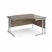 Maestro 25 right hand ergonomic desk 1400mm wide - silver cantilever leg frame, Nebraska oak top MC14ERSNO