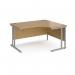 Maestro 25 right hand ergonomic desk 1400mm wide - silver cantilever leg frame, oak top MC14ERSO