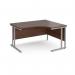 Maestro 25 right hand ergonomic desk 1400mm wide - silver cantilever leg frame, walnut top MC14ERSW