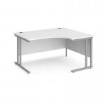 Maestro 25 right hand ergonomic desk 1400mm wide - silver cantilever leg frame, white top MC14ERSWH