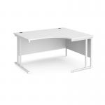 Maestro 25 right hand ergonomic desk 1400mm wide - white cantilever leg frame, white top MC14ERWHWH