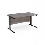 Maestro 25 straight desk 1400mm x 800mm - black cantilever leg frame, grey oak top MC14KGO