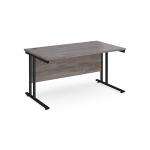 Maestro 25 straight desk 1400mm x 800mm - black cantilever leg frame and grey oak top