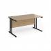 Maestro 25 straight desk 1400mm x 800mm - black cantilever leg frame, Kendal oak top MC14KKO