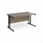 Maestro 25 straight desk 1400mm x 800mm - black cantilever leg frame, Nebraska oak top MC14KNO